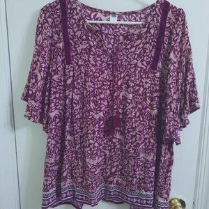 Old Navy Woodland Print Plum Taupe Large